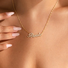 Birthstones & Name Engraving Necklace