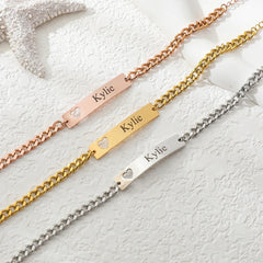 Personalized Steel Crown Charm Bracelet