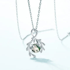 Forest Whisper Necklace | S925 Silver | Moss Agate