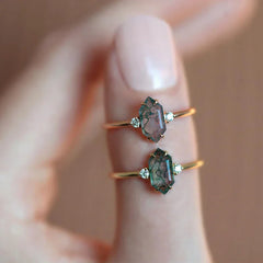 Moss Haven Dual-Tone Ring | Adjustable | S925 Silver | Moss Agate