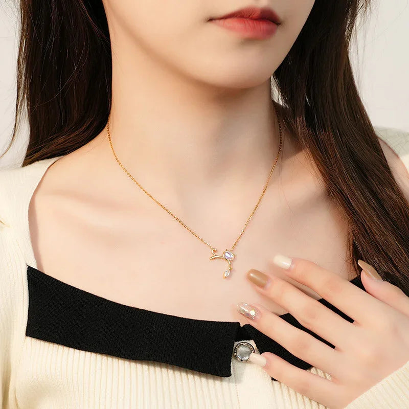 Purr & Glimmer Cat-Fish Necklace  | S925 Silver | Liora Crystal