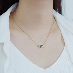 Gilded Moss Pendant Necklace | 10K Gold Plated S925 Silver | Moss Agate