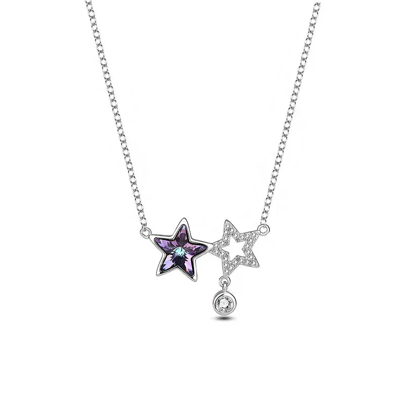 Celestial Twins Star Necklace  | S925 Silver | Liora Crystal