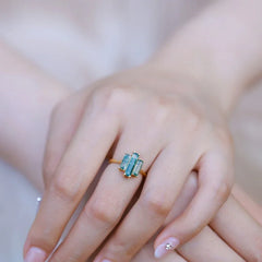 Sunset Moss Knuckle Ring | 10K Gold S925 Silver | Moss Agate Stone