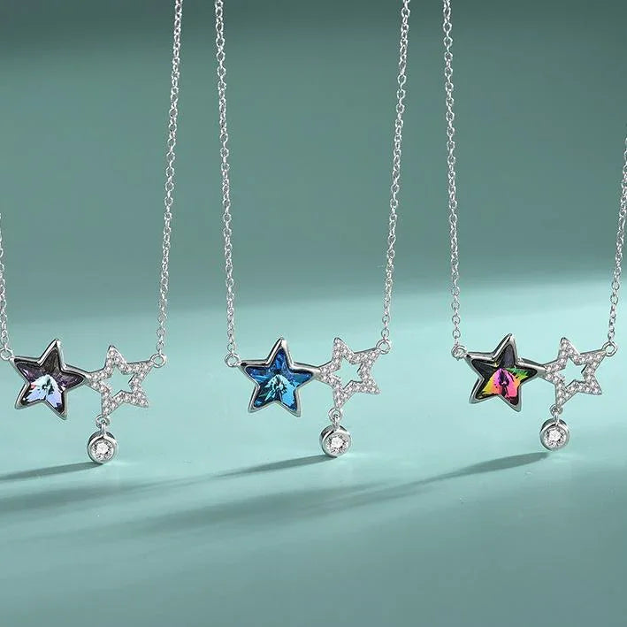 Celestial Twins Star Necklace  | S925 Silver | Liora Crystal