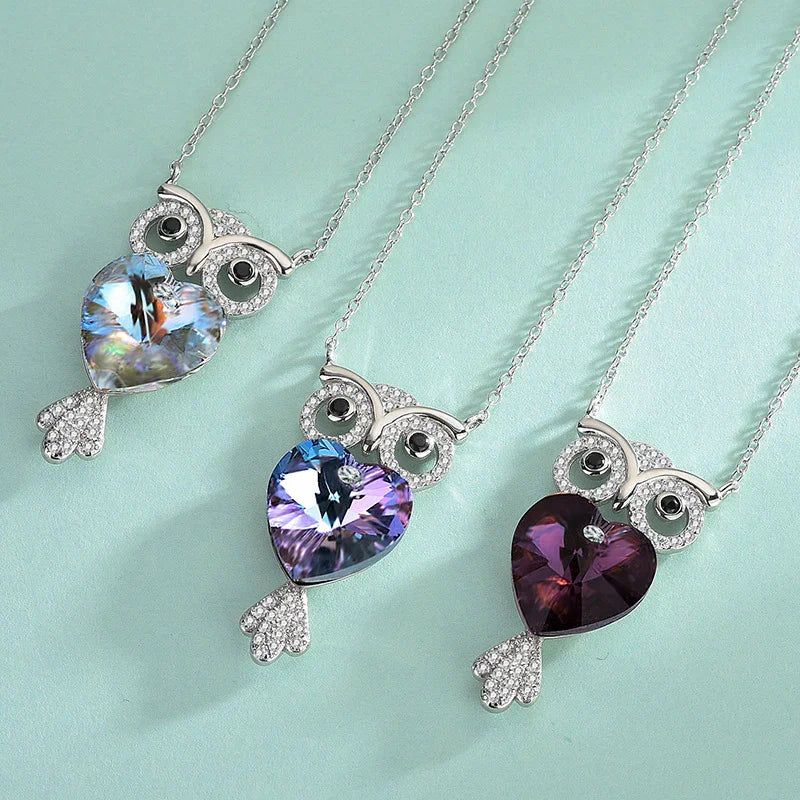 Enchanted Owl Ombré Pendant Necklace | S925 Silver | Liora Crystal