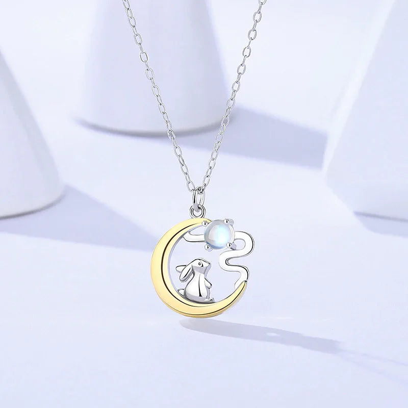 Lunar Rabbit Necklace  | S925 Silver | Moonstone