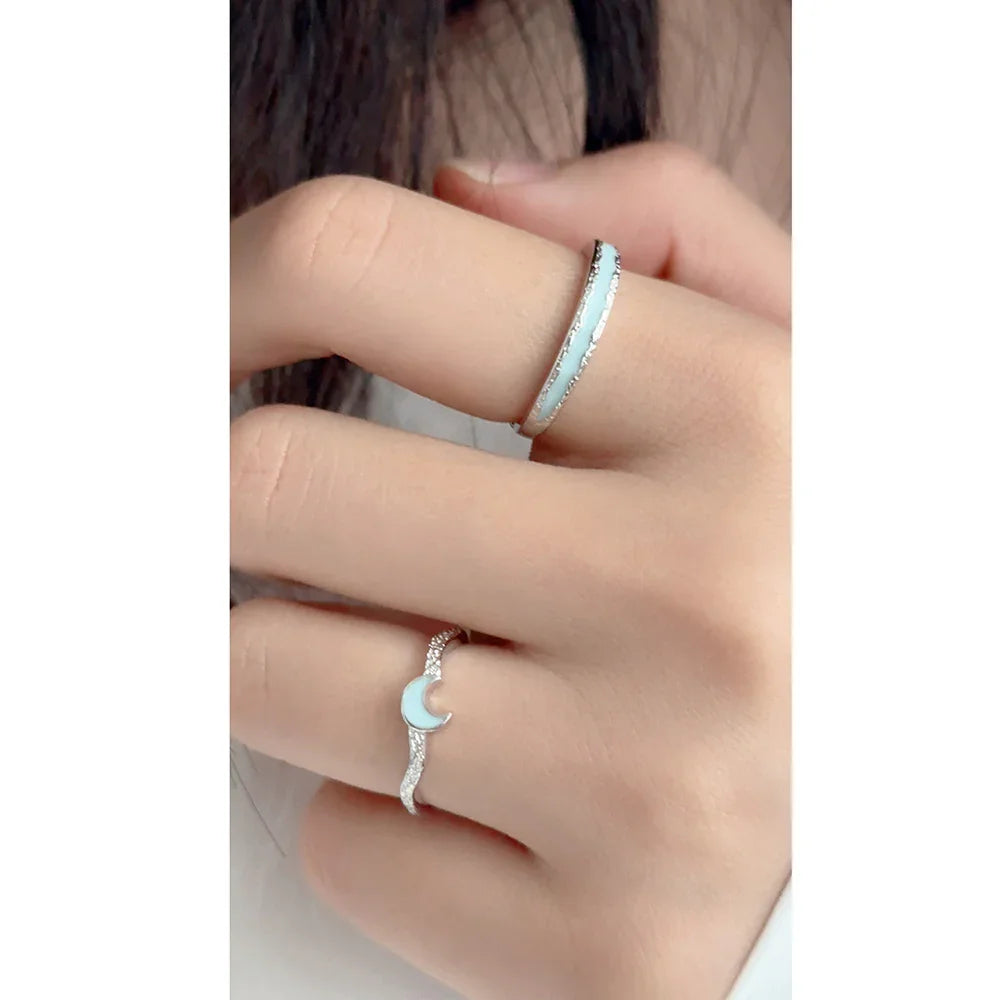 Starlight Channel Band and Lunar Whisper Band  | S925 Silver | Luminous enamel