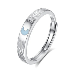 Lunar Grove Band and Bloom Glow Ring | S925 Silver | Luminous enamel
