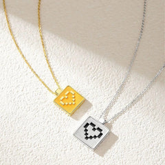 Pixel Heart Duo Pendant | S925 silver | Enamel