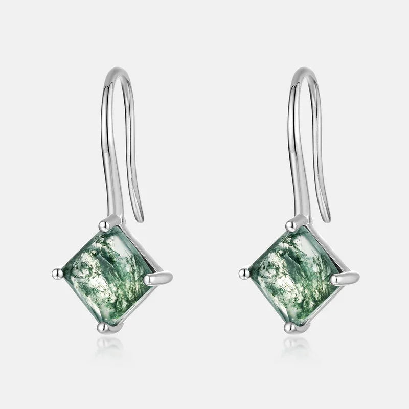 Forest Facets Earrings | S925 Silver | Moss Agate