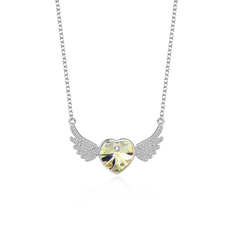 The SERAPH WING Heart Necklace  | S925 Silver | Liora Crystal