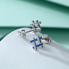 Blue Checkerboard Studs | S925 silver | Liora Gems
