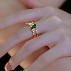 Golden Bamboo Ring | Sustainable Metal | Liora Gems