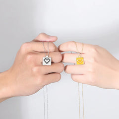 Pixel Heart Duo Pendant | S925 silver | Enamel