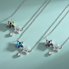 Celestial Twins Star Necklace  | S925 Silver | Liora Crystal