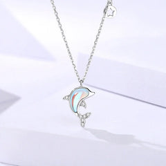 Dolphin Moonstone Necklace | S925 Silver | Moonstone
