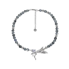 Crystal & Wing Necklace | Sustainable Metal | Liora Crystal