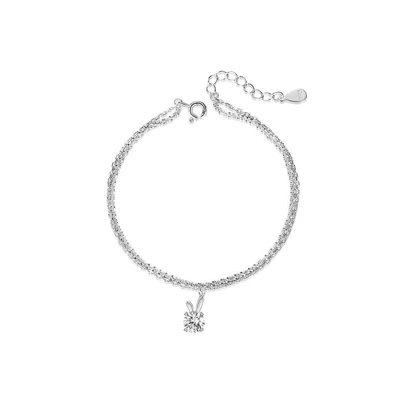 Moon - charm Bunny Moissanite Bracelet - Liora