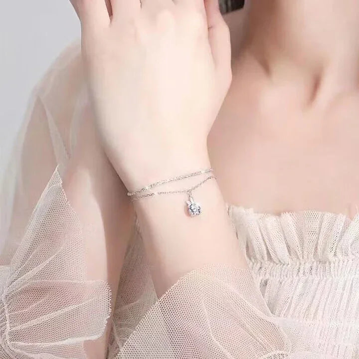 Moon - charm Bunny Moissanite Bracelet - Liora