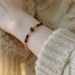 Blushed Rosewood Bracelet | Agate | Hetian jade