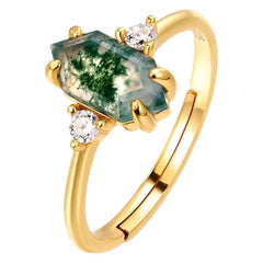 Moss Haven Dual-Tone Ring | Adjustable | S925 Silver | Moss Agate