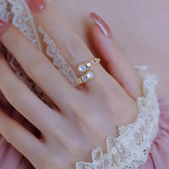 Serpent's Whisper Ring | Sustainable Metal | Mother-of-pearl shell