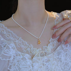 Lucky Pearl & Gourd Necklace | Sustainable Metal | Pearl