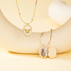Whispering Wings: Butterfly Photo Locket Necklace