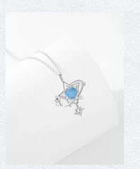 Celestial Orbit Glass Stone Necklace | S925 Silver | Liora Gem