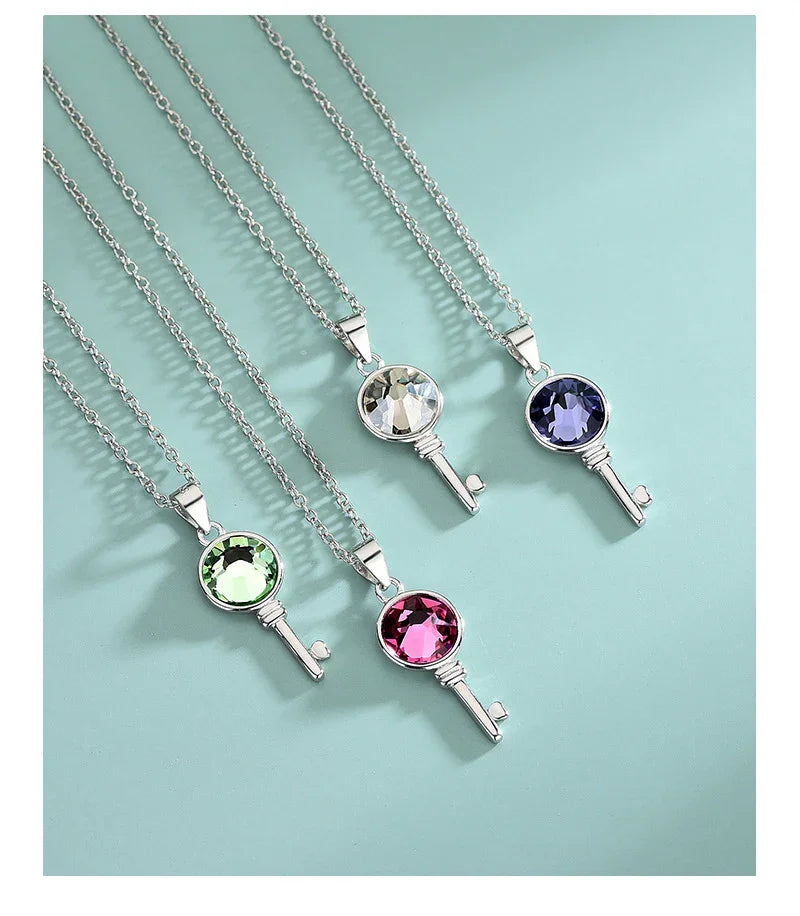 Liora Key Necklace | S925 Silver | Liora Crystal