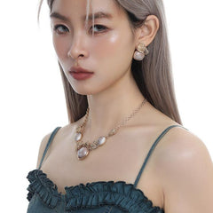 Vintage-Inspired Layered Pearl Necklace | Sustainable Metal | Pearl