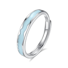 Tidal Current Band and Heart Crest Ring | S925 Silver | Luminous enamel