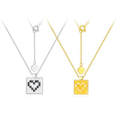 Pixel Heart Duo Pendant | S925 silver | Enamel