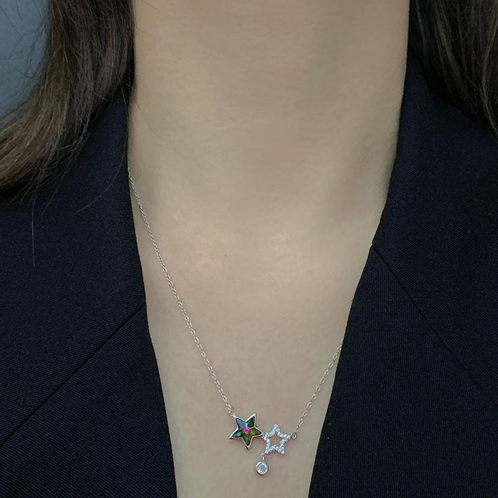 Celestial Twins Star Necklace  | S925 Silver | Liora Crystal