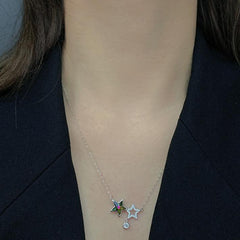 Celestial Twins Star Necklace  | S925 Silver | Liora Crystal