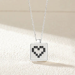 Pixel Heart Duo Pendant | S925 silver | Enamel