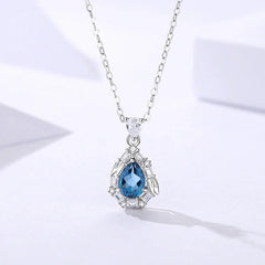 London Blue Topaz Teardrop Necklace | S925 Silver | Topaz