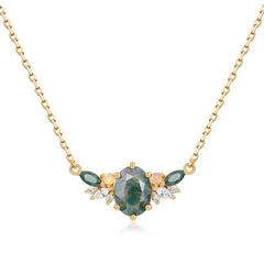 Gilded Moss Pendant Necklace | 10K Gold Plated S925 Silver | Moss Agate