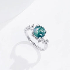 Secret Garden Ring - Self-Sizing | S925 Silver | Moss Agate Stone