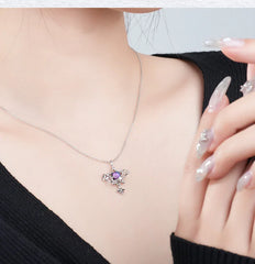 Celestial Orbit Glass Stone Necklace | S925 Silver | Liora Gem
