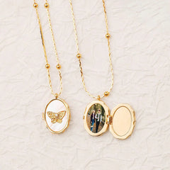 Whispering Wings: Butterfly Photo Locket Necklace