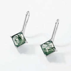 Forest Facets Earrings | S925 Silver | Moss Agate
