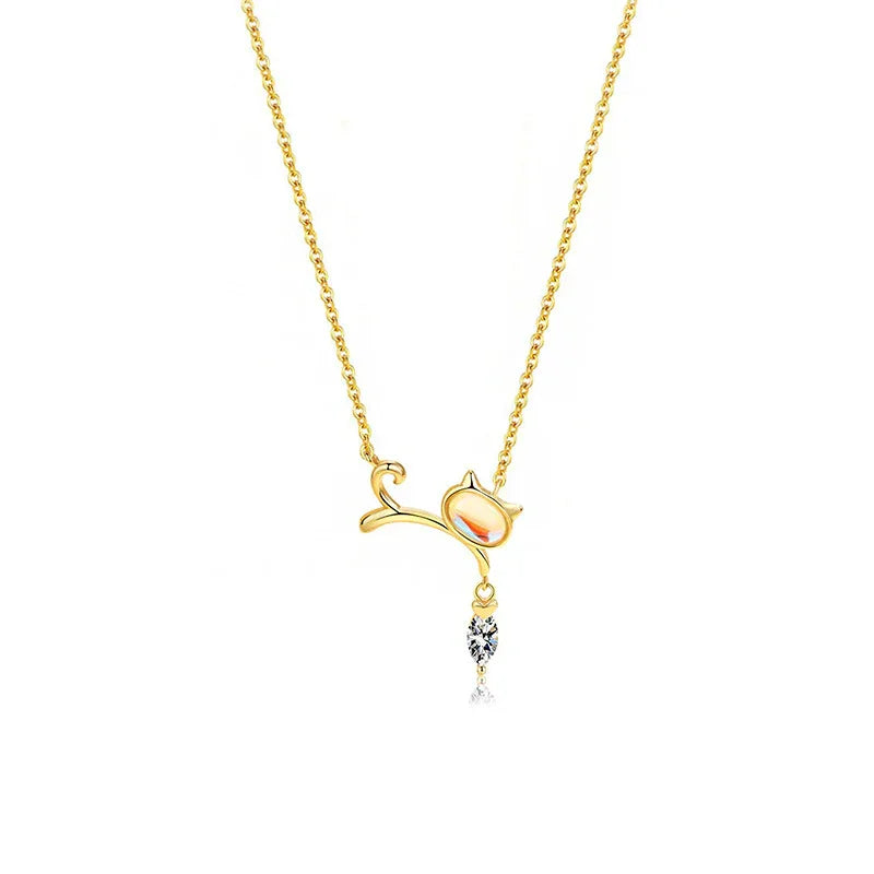 Purr & Glimmer Cat-Fish Necklace  | S925 Silver | Liora Crystal