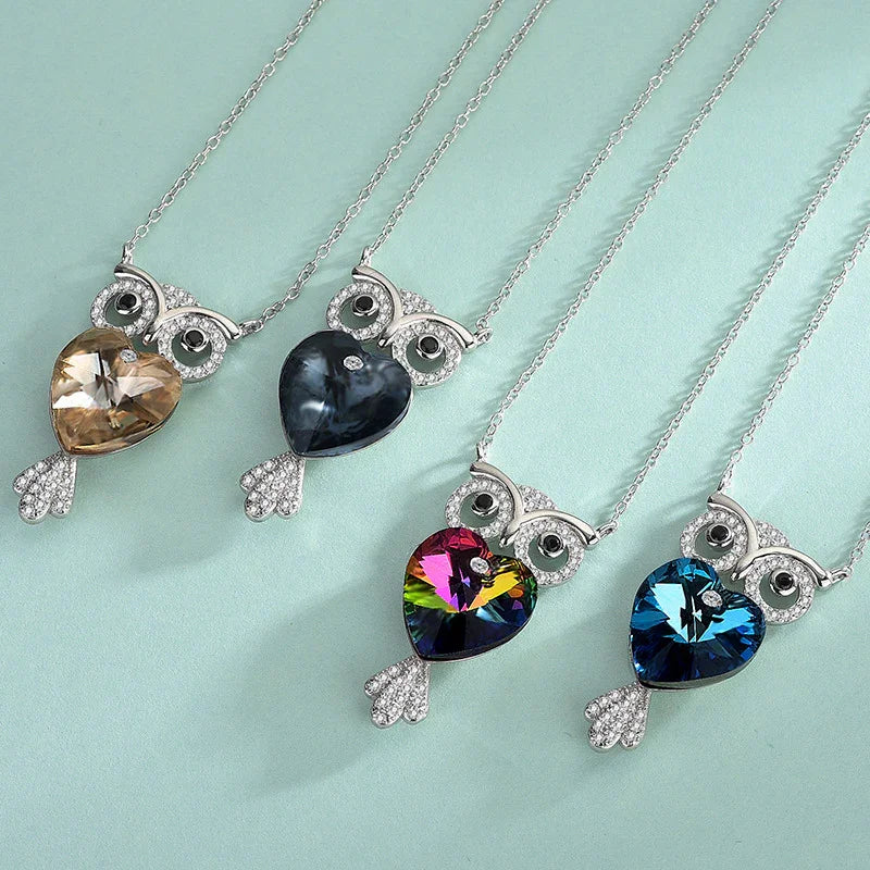 Enchanted Owl Ombré Pendant Necklace | S925 Silver | Liora Crystal