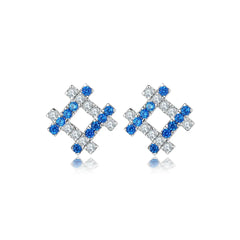 Blue Checkerboard Studs | S925 silver | Liora Gems