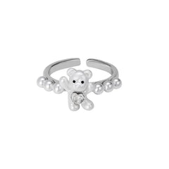 Creamy Bear Ring | Sustainable Metal | Pearl