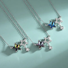 Celestial Twins Star Necklace  | S925 Silver | Liora Crystal