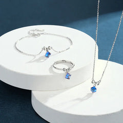 Midnight Ocean Bow Set | S925 Silver | Liora Crystal