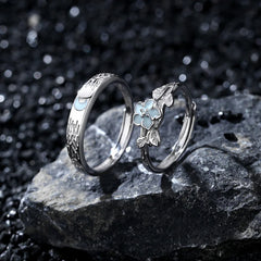 Lunar Grove Band and Bloom Glow Ring | S925 Silver | Luminous enamel